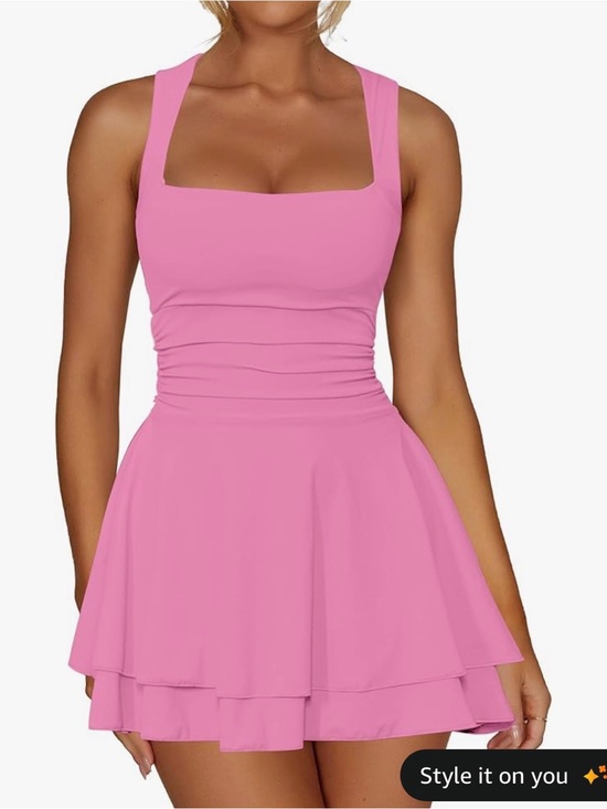 Amazon Dresses & Skirts - Amazon Pink Sleeveless Mini Dress with Square Neck